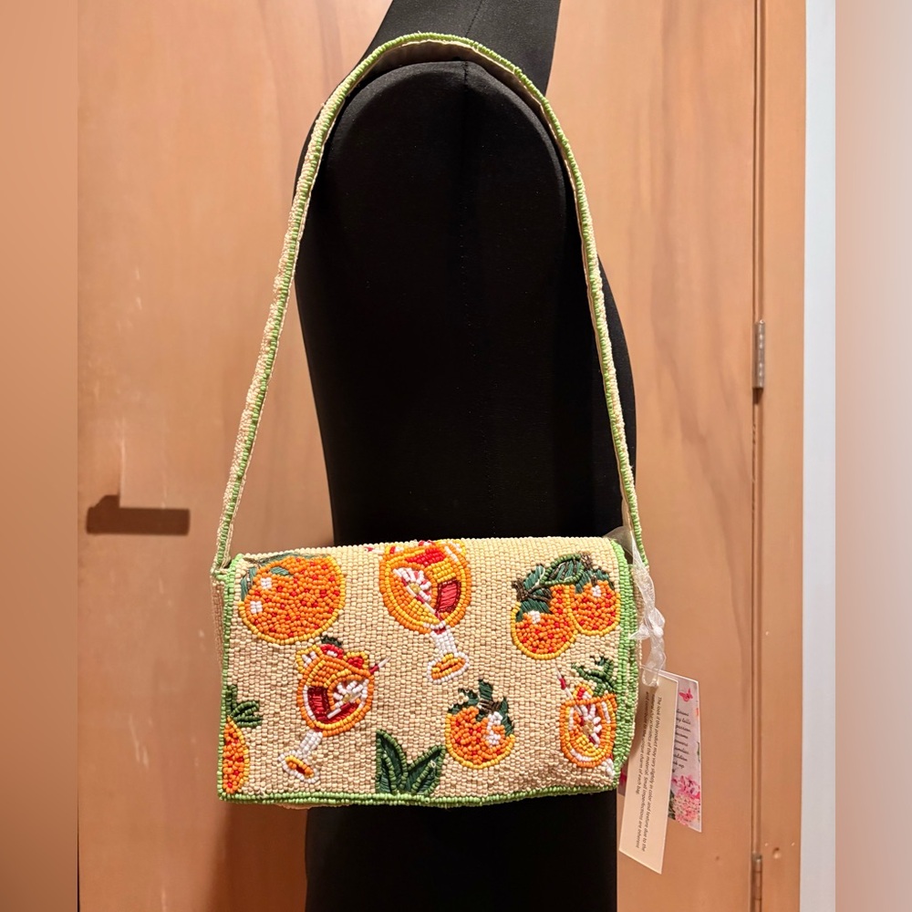 Aperol Spritz/Citrus Beaded Shoulder Bag